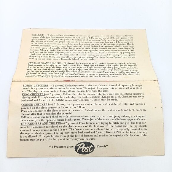 Vintage Post Cereals Checkers Game, Promotional Advertising Travel Gameboard - Picture 2 of 2
